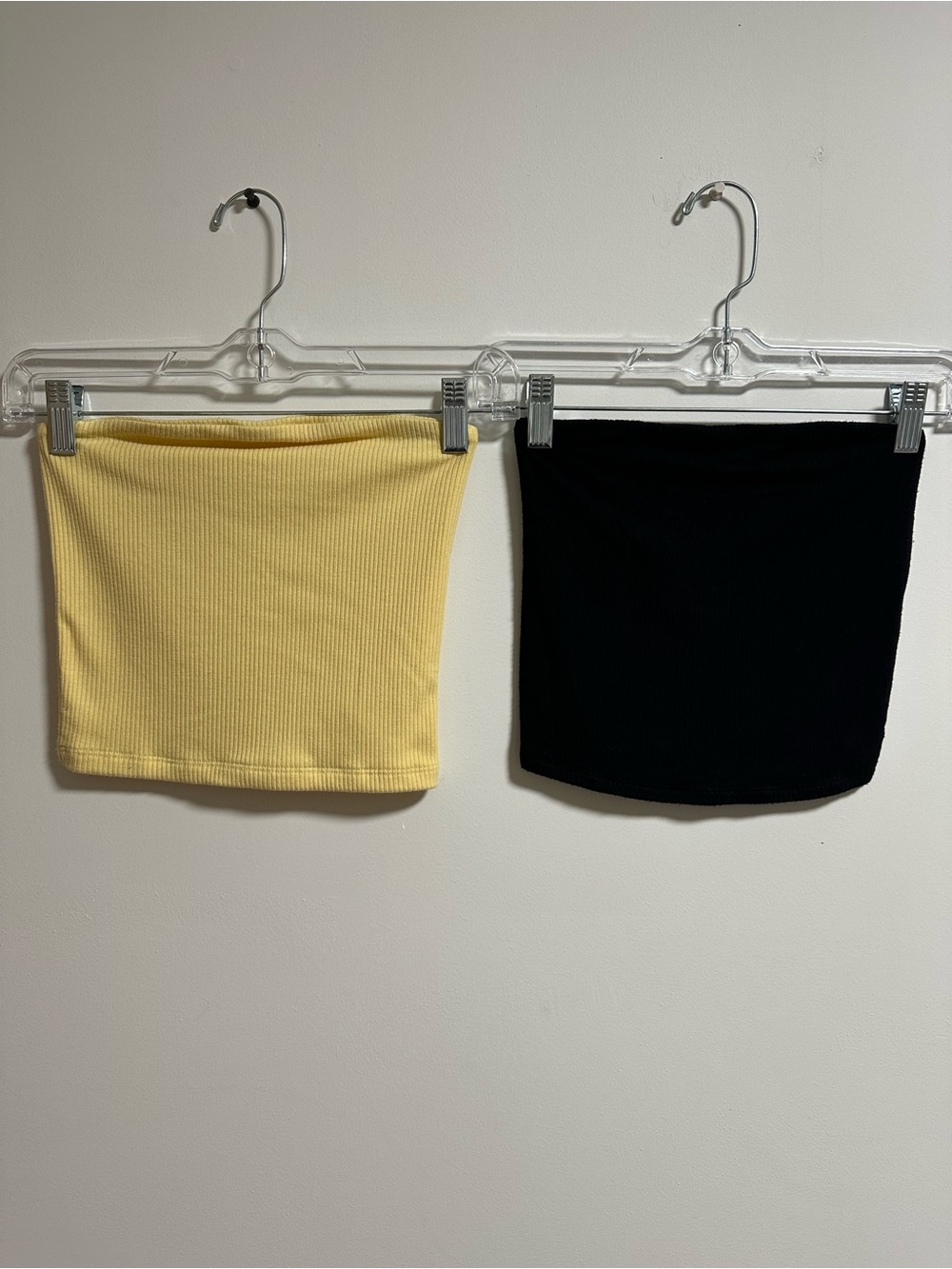 Ribbed Cropped Tube Tops - Yellow & Black American Eagle Outfitters